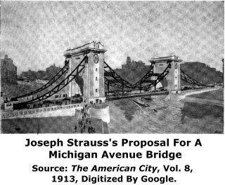 Joseph Strauss Trunnion Bascule Proposal For Michigan Avenue Bridge