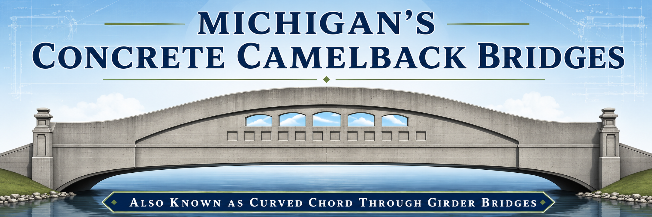 Michigan's Unique Concrete Camelback Bridges AKA Curved Chord Through Girder Bridges