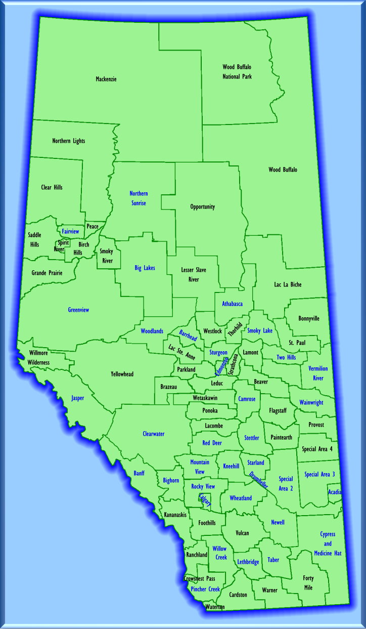 County Map Of Alberta - Nat Laurie