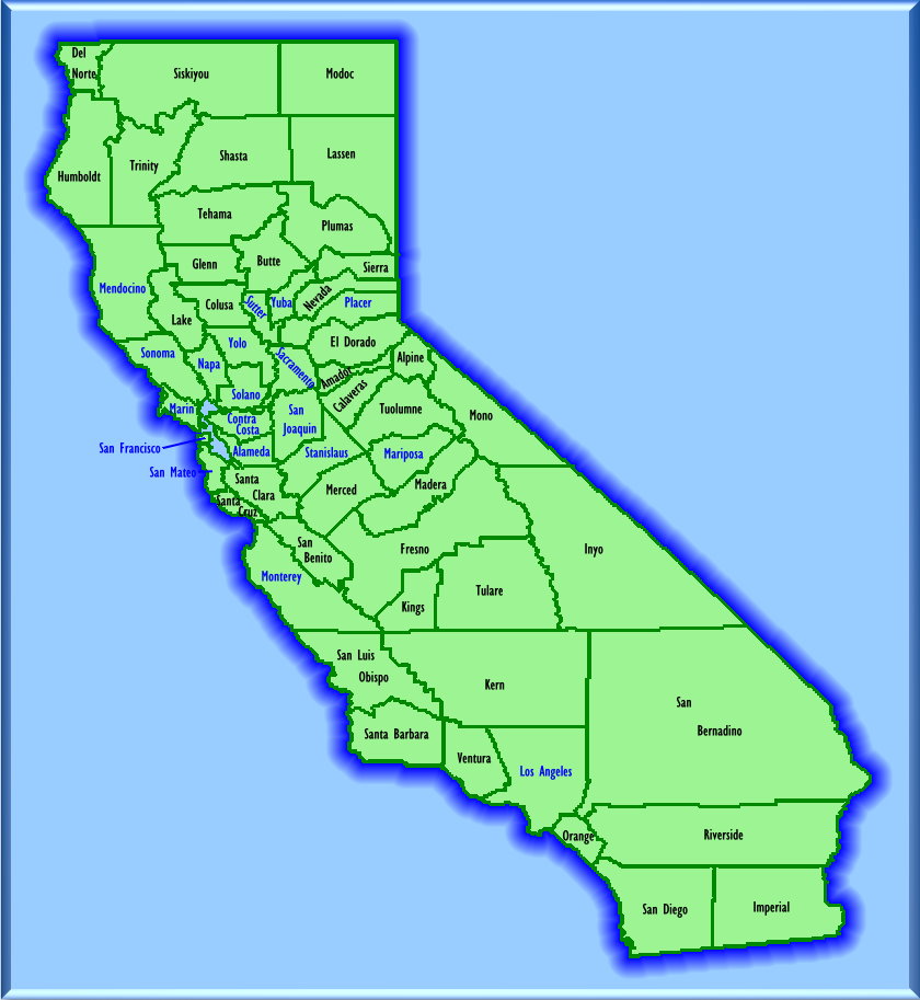 Карта калифорнии подробная