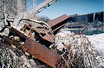 The rusted remnants of the Honeymoon Bridge